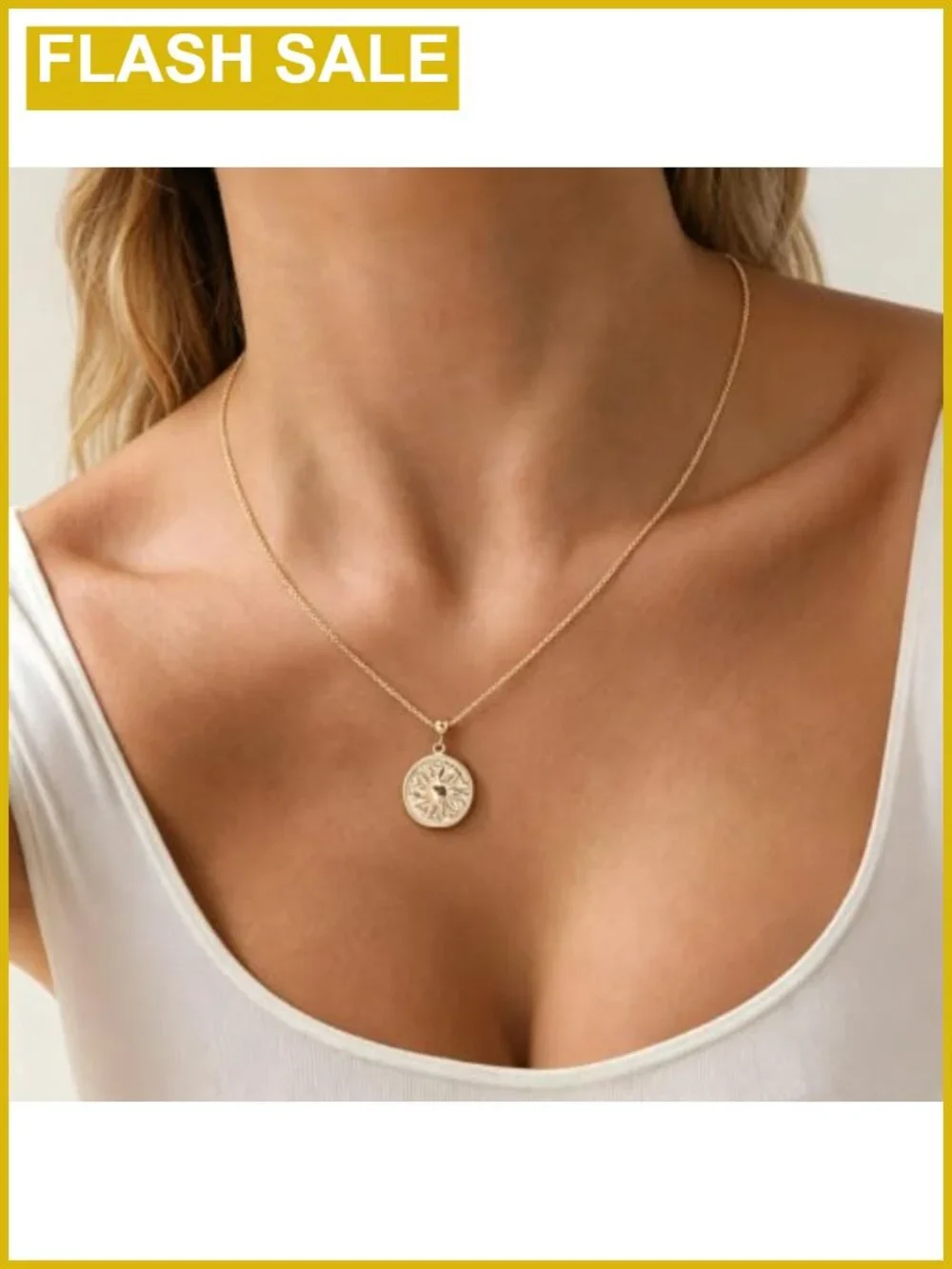 14K Gold Plated Sunburst Pendant Necklace 19 in Adjustable Chain